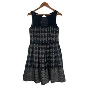 Just Taylor Womens Cocktail Dress Size 12 Black Beige Mesh Geometric Party‎